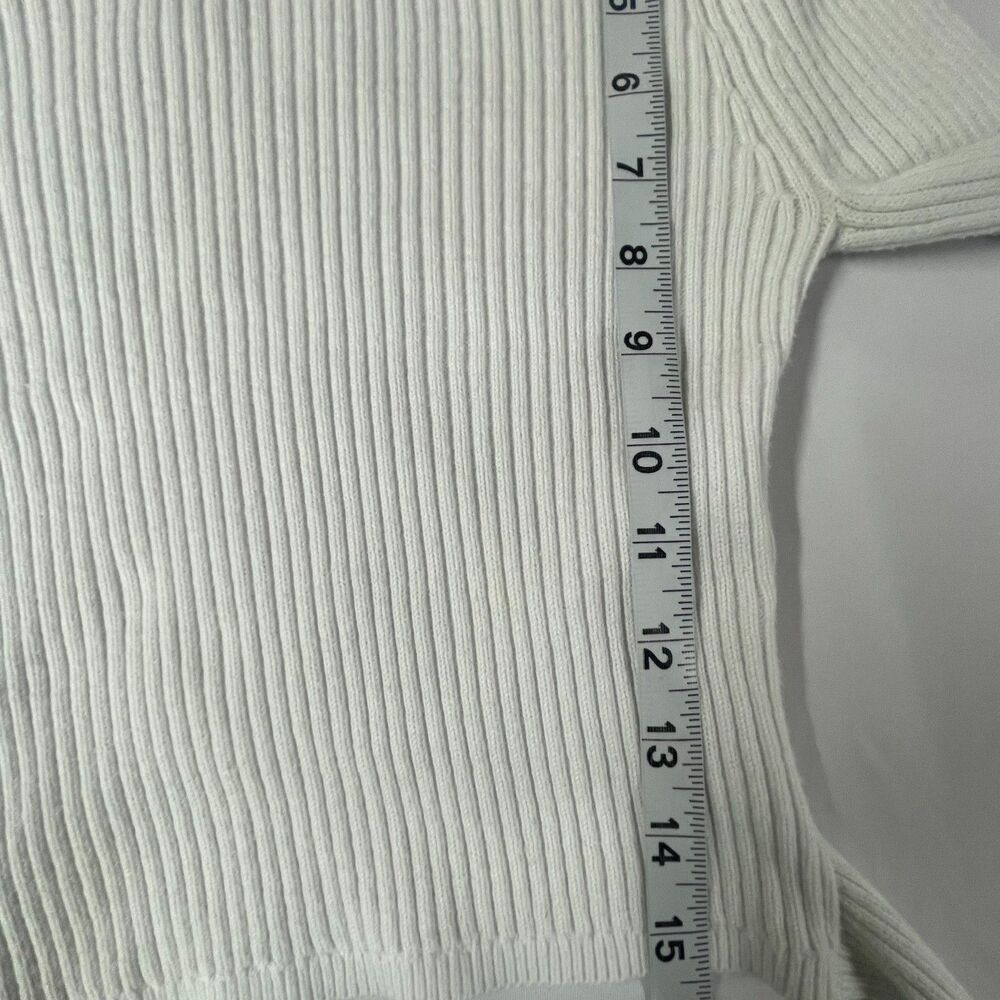 Hollister XS White Ribbed Knit Crop Top Open Back Tie Fitted Sweater - Picture 8 of 9